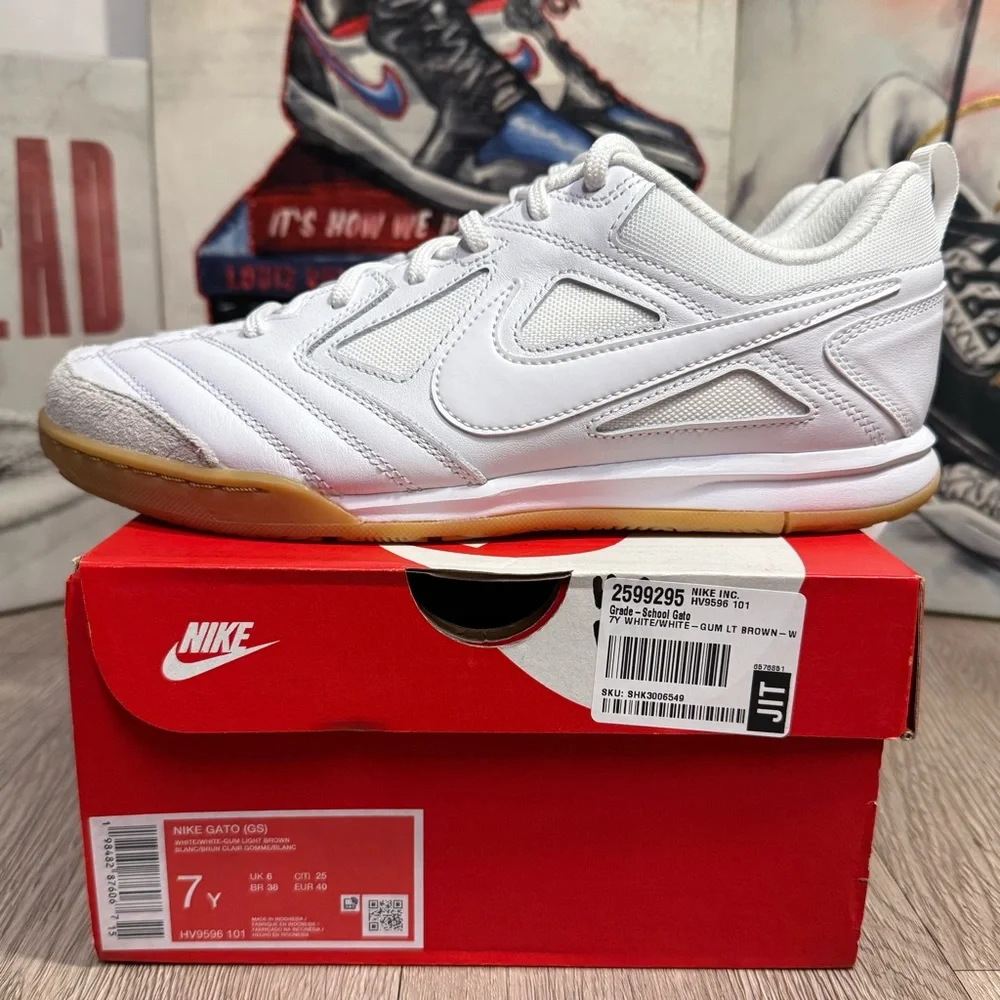 New Nike Gato 'White Gum' Athletic Shoes HV9596-101 GS Sizes 6Y, 6.5Y